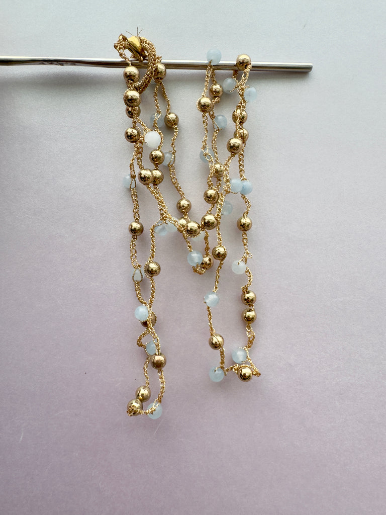 Collana composta da Pietre di Acqua Marina e Ematite Gold


